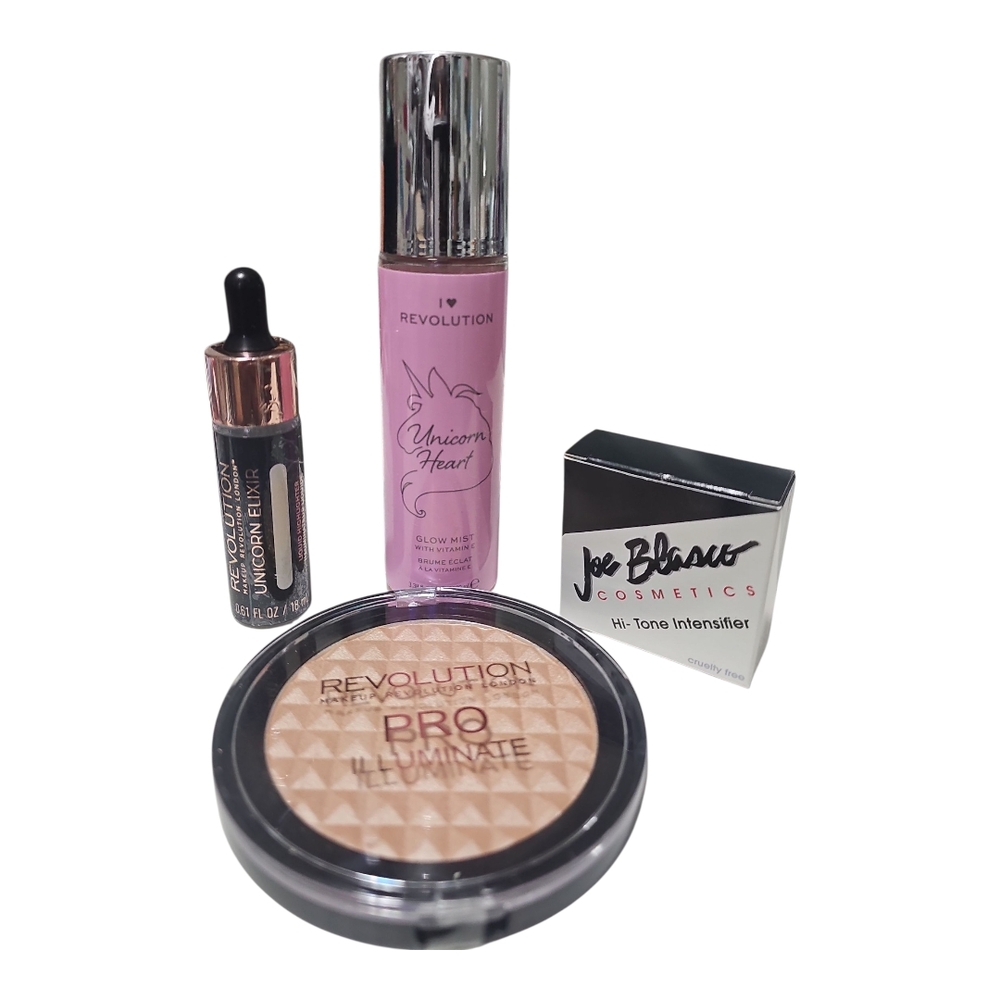 Revolution Gold Highlighter Unicorn Elixir Heart Glow‎  Makeup Set NEW